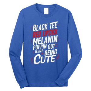 Juneteenth Woman Black Red Lipstick Melanin Long Sleeve Shirt