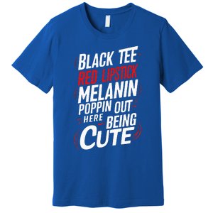 Juneteenth Woman Black Red Lipstick Melanin Premium T-Shirt