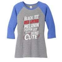 Juneteenth Woman Black Red Lipstick Melanin Women's Tri-Blend 3/4-Sleeve Raglan Shirt