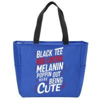 Juneteenth Woman Black Red Lipstick Melanin Zip Tote Bag