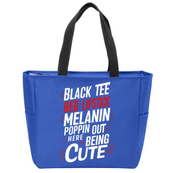 Juneteenth Woman Black Red Lipstick Melanin Zip Tote Bag