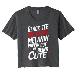 Juneteenth Woman Black Red Lipstick Melanin Women's Crop Top Tee