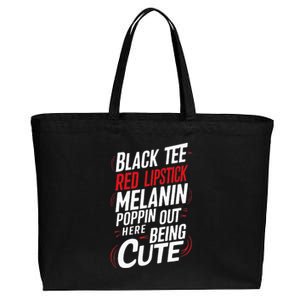 Juneteenth Woman Black Red Lipstick Melanin Cotton Canvas Jumbo Tote