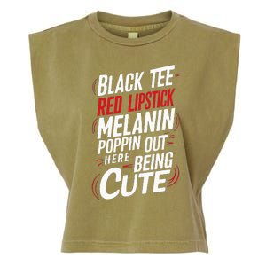 Juneteenth Woman Black Red Lipstick Melanin Garment-Dyed Women's Muscle Tee