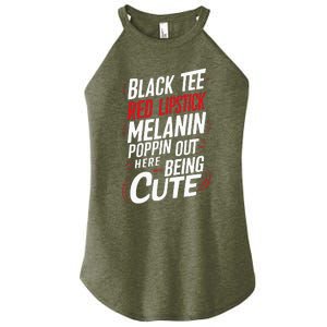 Juneteenth Woman Black Red Lipstick Melanin Women's Perfect Tri Rocker Tank