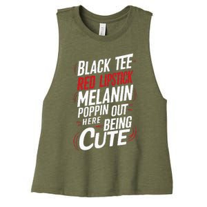 Juneteenth Woman Black Red Lipstick Melanin Women's Racerback Cropped Tank