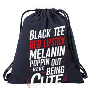 Juneteenth Woman Black Red Lipstick Melanin Drawstring Bag