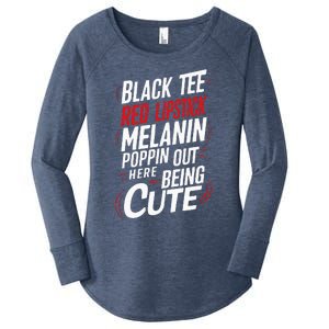 Juneteenth Woman Black Red Lipstick Melanin Women's Perfect Tri Tunic Long Sleeve Shirt