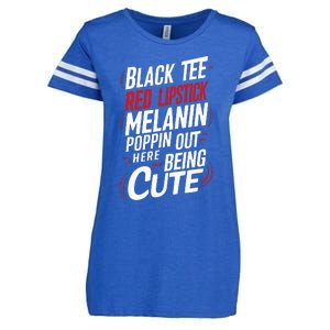 Juneteenth Woman Black Red Lipstick Melanin Enza Ladies Jersey Football T-Shirt