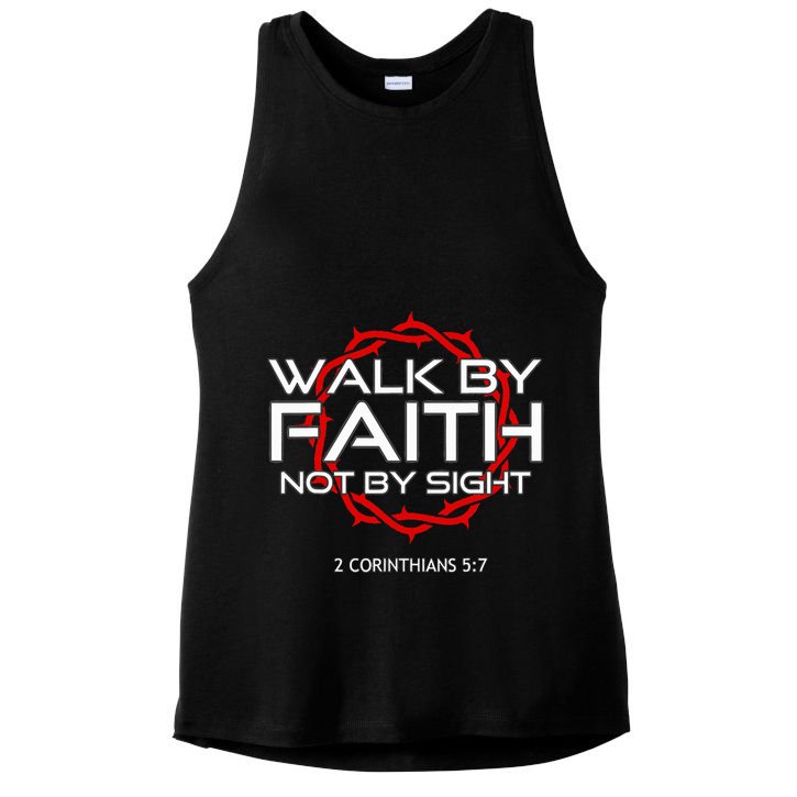 Jesus Walk By Faith Christian Ladies PosiCharge Tri-Blend Wicking Tank