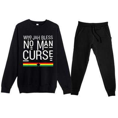 Jah Who Bless No Curse Man Rasta Flag Reggae Roots Jamaica Premium Crewneck Sweatsuit Set