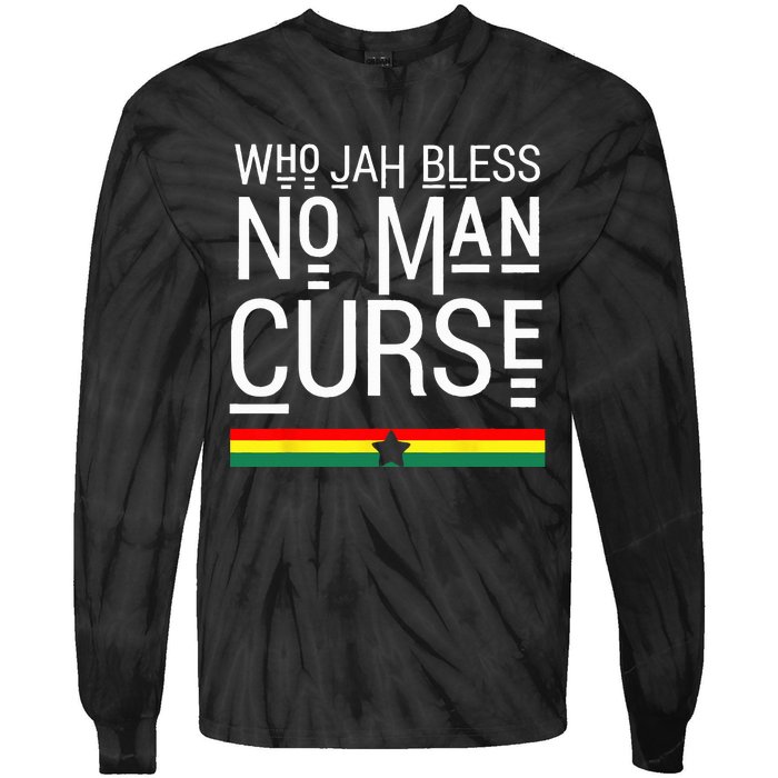 Jah Who Bless No Curse Man Rasta Flag Reggae Roots Jamaica Tie-Dye Long Sleeve Shirt