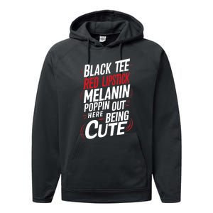 Juneteenth Woman Black Red Lipstick Melanin Poppin Performance Fleece Hoodie