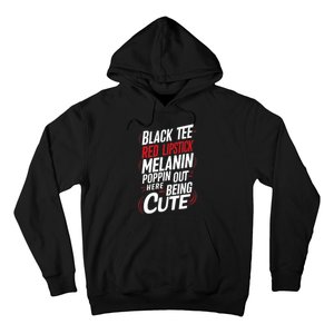 Juneteenth Woman Black Red Lipstick Melanin Poppin Hoodie