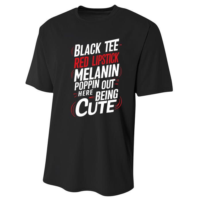 Juneteenth Woman Black Red Lipstick Melanin Poppin Performance Sprint T-Shirt