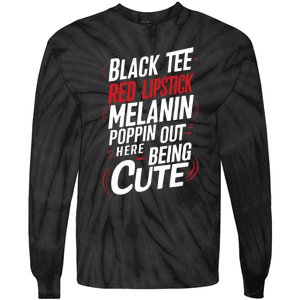 Juneteenth Woman Black Red Lipstick Melanin Poppin Tie-Dye Long Sleeve Shirt