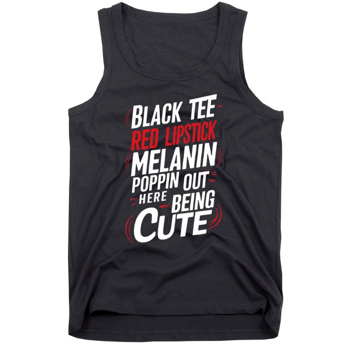 Juneteenth Woman Black Red Lipstick Melanin Poppin Tank Top