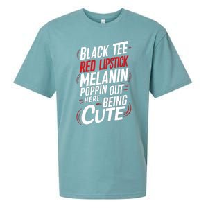 Juneteenth Woman Black Red Lipstick Melanin Poppin Sueded Cloud Jersey T-Shirt