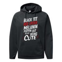 Juneteenth Woman Black Red Lipstick Melanin Poppin Performance Fleece Hoodie