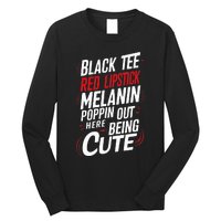 Juneteenth Woman Black Red Lipstick Melanin Poppin Long Sleeve Shirt