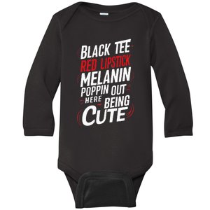 Juneteenth Woman Black Red Lipstick Melanin Poppin Baby Long Sleeve Bodysuit