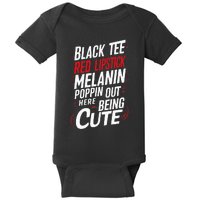 Juneteenth Woman Black Red Lipstick Melanin Poppin Baby Bodysuit