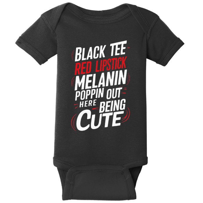 Juneteenth Woman Black Red Lipstick Melanin Poppin Baby Bodysuit