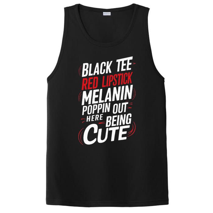 Juneteenth Woman Black Red Lipstick Melanin Poppin PosiCharge Competitor Tank