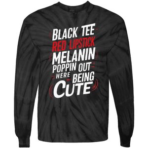 Juneteenth Woman Black Red Lipstick Melanin Poppin Tie-Dye Long Sleeve Shirt