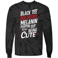 Juneteenth Woman Black Red Lipstick Melanin Poppin Tie-Dye Long Sleeve Shirt