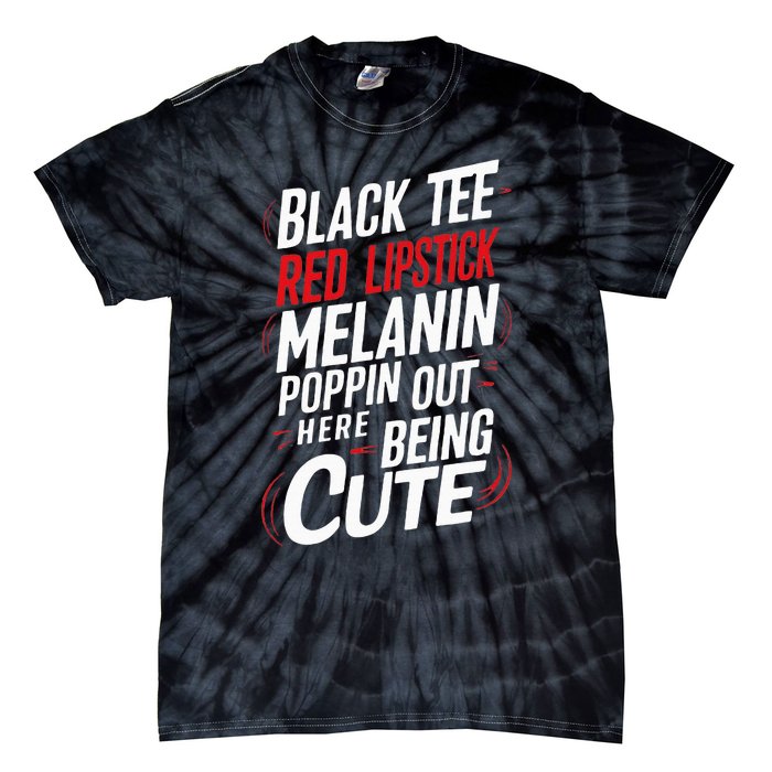 Juneteenth Woman Black Red Lipstick Melanin Poppin Tie-Dye T-Shirt