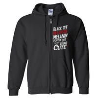 Juneteenth Woman Black Red Lipstick Melanin Poppin Full Zip Hoodie