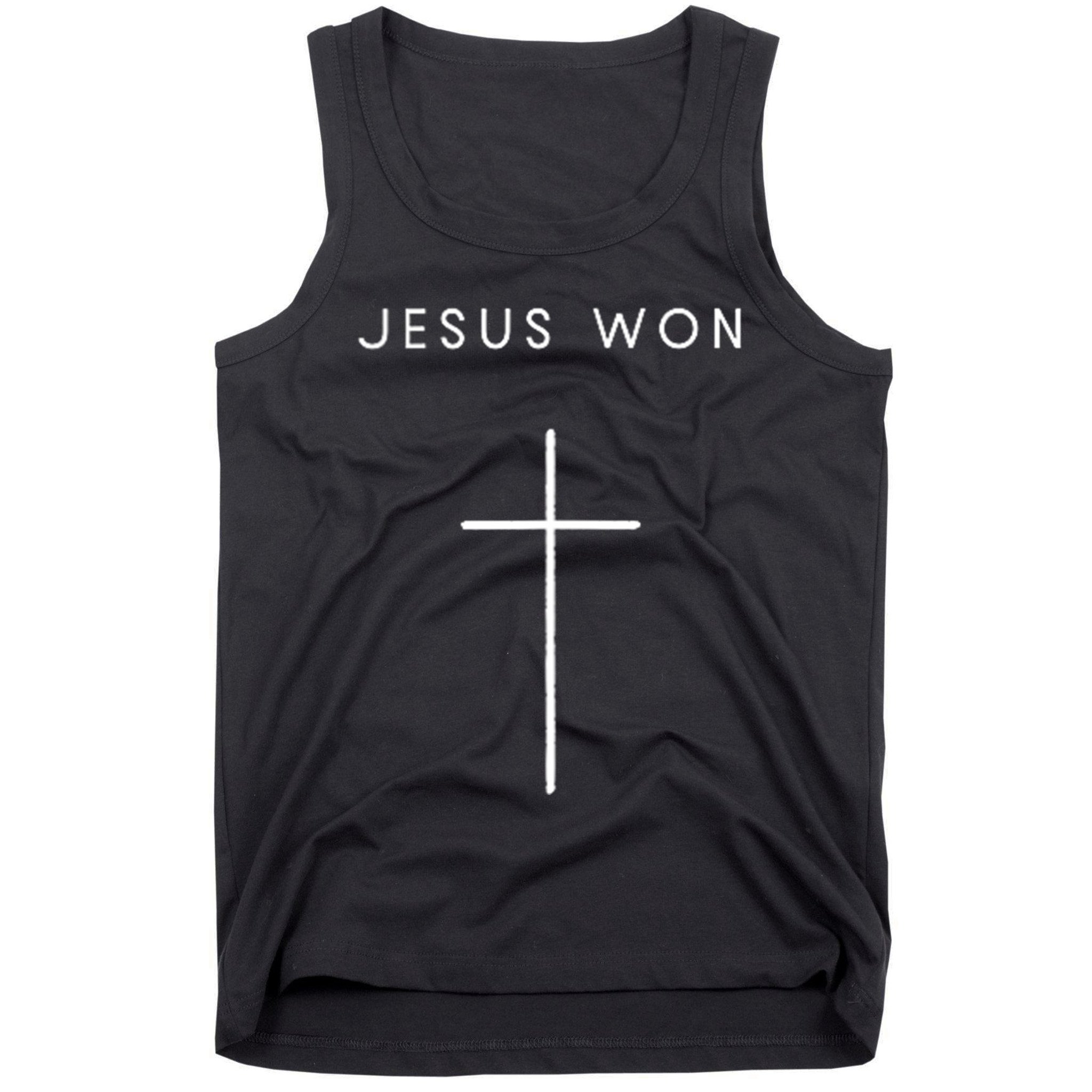 Jesus Won Cross Minimalist Christian Religious Tank Top