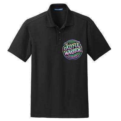 Joyful Warrior Colorful Inspirational Campaign Design Dry Zone Grid Polo