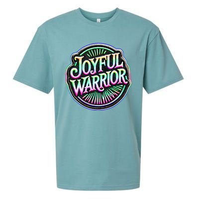 Joyful Warrior Colorful Inspirational Campaign Design Sueded Cloud Jersey T-Shirt