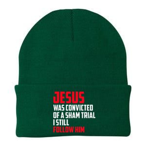 Jesus Was Convicted Of A Sham Trial I Still Follow Him Knit Cap Winter Beanie