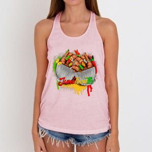 Juneteenth Women Celebrate Black Woman Hands Nails Women's Knotted Racerback Tank