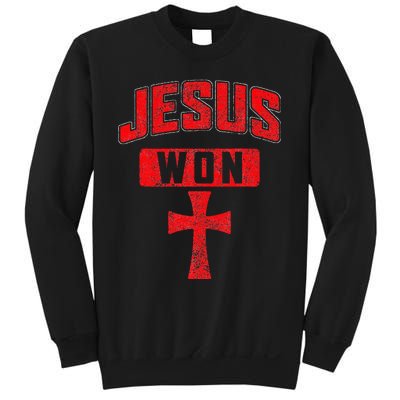 Jesus Won Cross Jesus Christian Faith Religious Sweatshirt