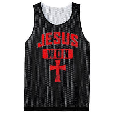 Jesus Won Cross Jesus Christian Faith Religious Mesh Reversible Basketball Jersey Tank