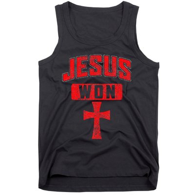 Jesus Won Cross Jesus Christian Faith Religious Tank Top