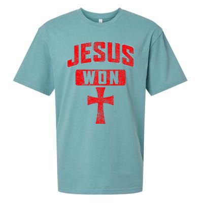 Jesus Won Cross Jesus Christian Faith Religious Sueded Cloud Jersey T-Shirt