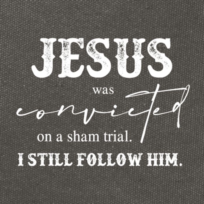 Jesus Was Convicted Of A Sham Trial I Still Follow Him Great Gift Cotton Canvas Backpack