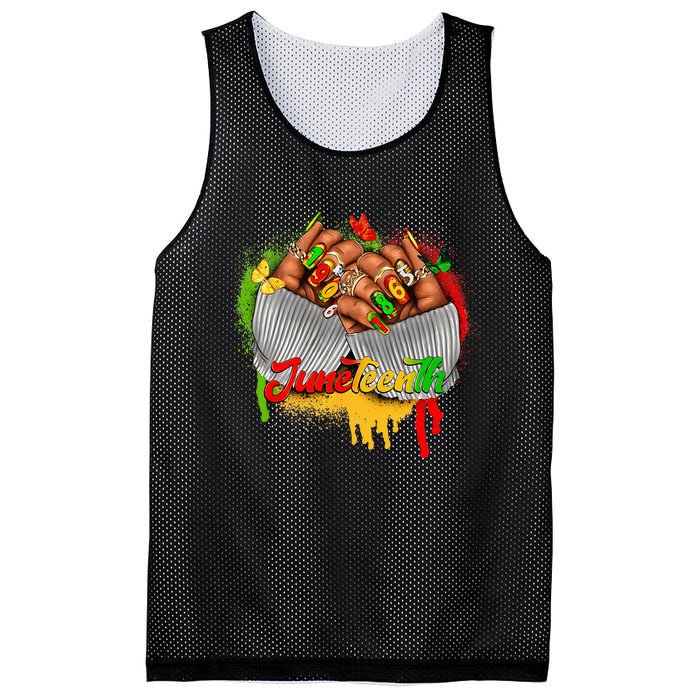 Juneteenth Wo Celebrate Black Woman Hands Nails Mesh Reversible Basketball Jersey Tank