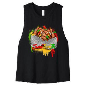 Juneteenth Wo Celebrate Black Woman Hands Nails Women's Racerback Cropped Tank