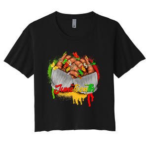 Juneteenth Wo Celebrate Black Woman Hands Nails Women's Crop Top Tee