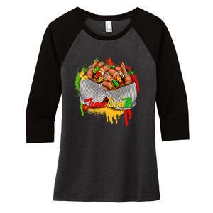 Juneteenth Wo Celebrate Black Woman Hands Nails Women's Tri-Blend 3/4-Sleeve Raglan Shirt