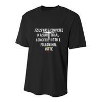 Jesus Was Convicted In A Sham Trial And Crucified Youth Performance Sprint T-Shirt