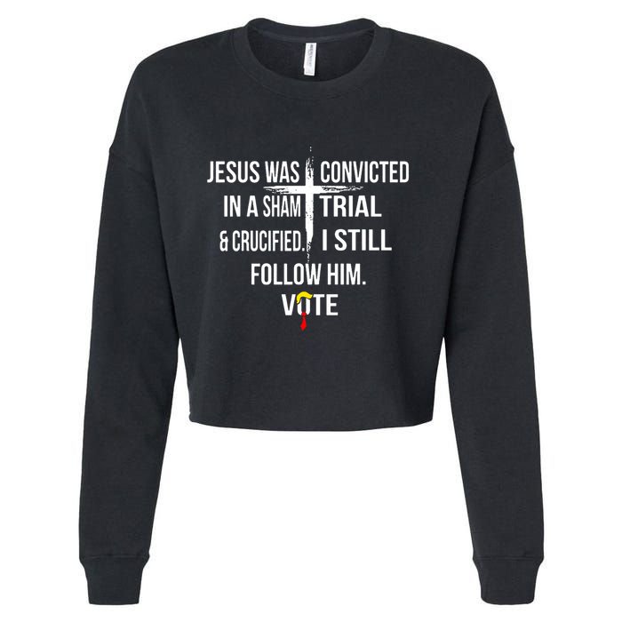Jesus Was Convicted In A Sham Trial And Crucified Cropped Pullover Crew