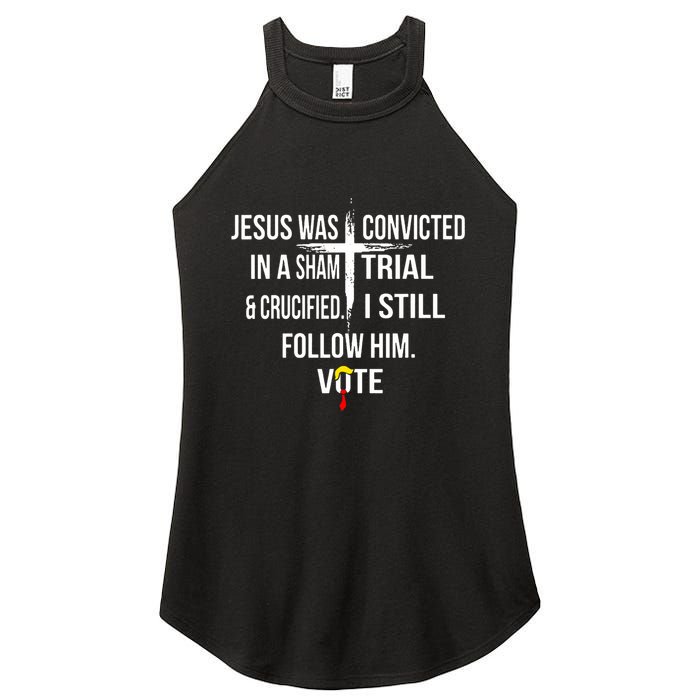 Jesus Was Convicted In A Sham Trial And Crucified Women's Perfect Tri Rocker Tank