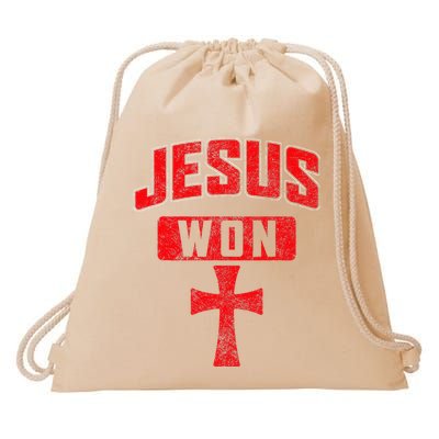 Jesus Won Cross Jesus Christian Faith Religious Drawstring Bag